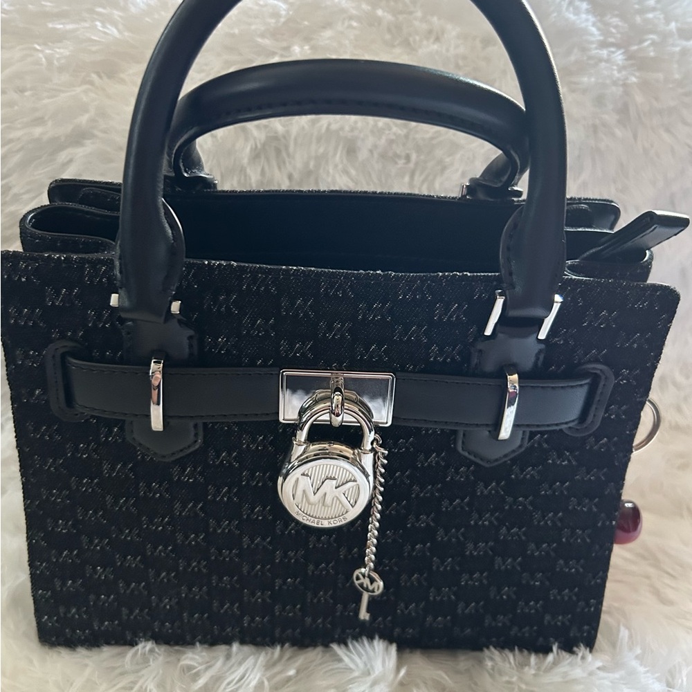 Michael Kors Black Satchel with Silver Accents